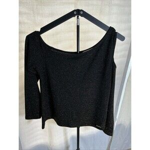 Michael Kors Gold Metallic Cold Shoulder Blouse Sz M Polyester & Metallic